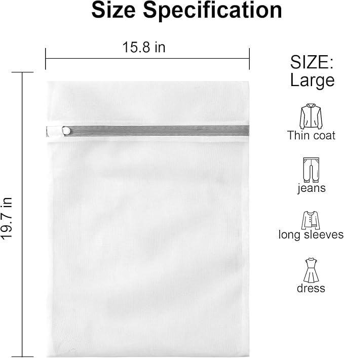 3 Pack Large Mesh Laundry Bags by MDSXO- Fine Durable Lingerie Delicates Bag for Washing Machine 16 * 20 inch [3 Pack]