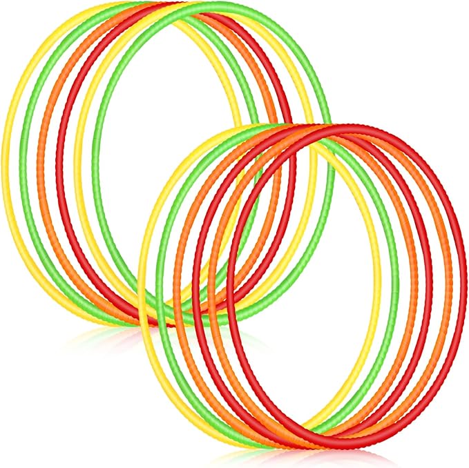 Sratte 12 Pcs Toy Hoop for Kid Detachable Adjustable Toy Hoop Colored Exercise Ring Plastic Circle for Kid Teen Gymnastics Equipment Require Self Assembly(28 Inch,Warm Colors)