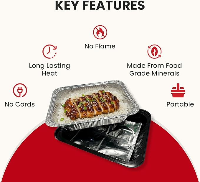 Flameless Food Warming Pads (12 Pack) - Food Warmers for Parties Buffet Disposable - Party Buffet Servers and Warmers for Half Size Pans - Heating Pads for Chafing Dish- Must-Have Catering Supplies