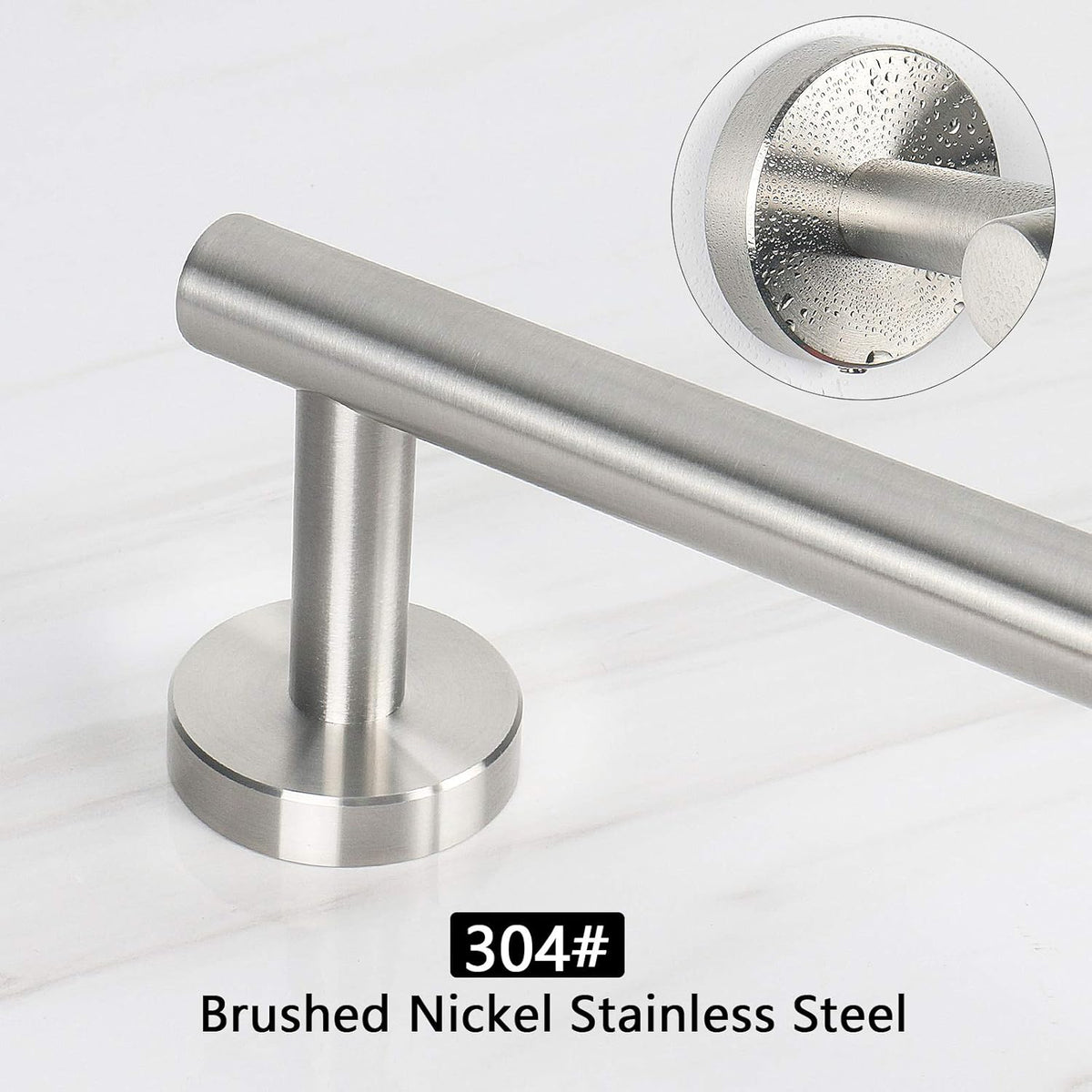 NearMoon Bath Towel Bar, Bath Accessories Thicken Stainless Steel Shower Towel Rack for Bathroom, Towel Holder Wall Mounted (1 Pack, Brushed Nickel, 16 Inch)