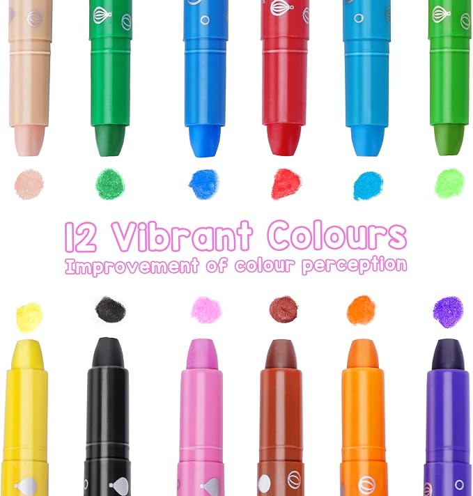 DreamCandy Twist Crayons for Toddlers,12 Colors Non Toxic Washable Crayons for Kids,Art Supplies Drawing Coloring Crayon Set,Gift for Boys and Girls,Back to School,Stocking Stuffers