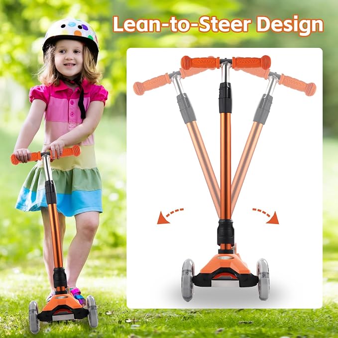 3 Wheel Scooter for Kids Ages 6-12,Kids Scooter with Light Up Wheels, Sturdy Deck Design, and 4 Height Adjustable Suitable for Kid Ages 3-12