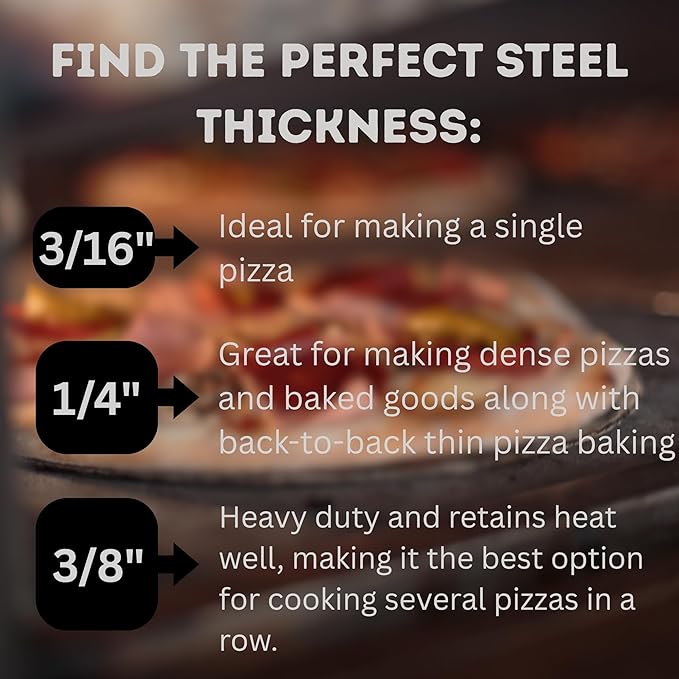ThermiChef 16x16 Pizza Steel, 1/4" Thick, 17.6 lbs - Cooking Steel for Oven & Grill - Made in USA