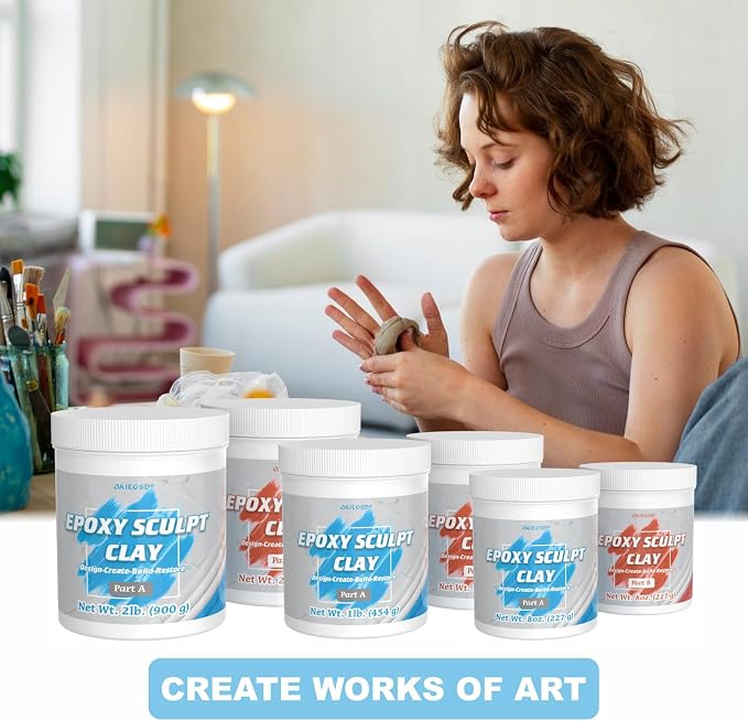4 Pound Black Epoxy Putty Sculpt Clay, 2 Part (A & B) Modeling Compound for Sculpting, Modeling, Building, Repairing, Self-Hardening Epoxy Clay Easily Repairs Metal, Wood, Tile, Ceramics, Plastic