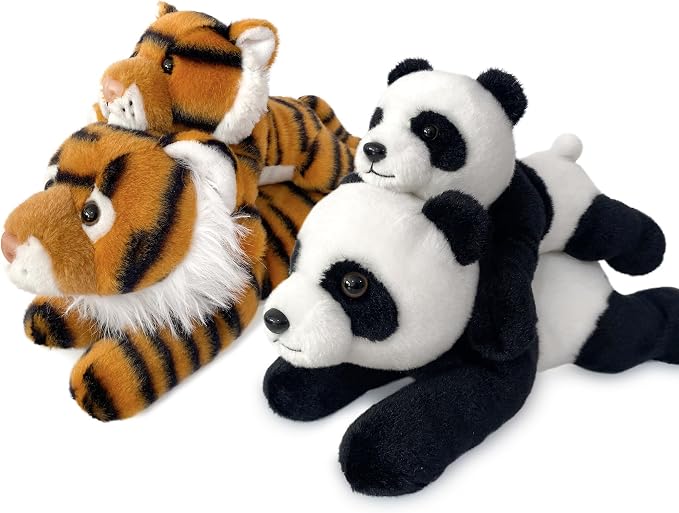 Panda Stuffed Animal for Kids,8 inch Realistic Animal Plush Toy Lying Down Posture Animals,Plush for Boys Girls Adult Birthday Hug Teaching(S-Panda)