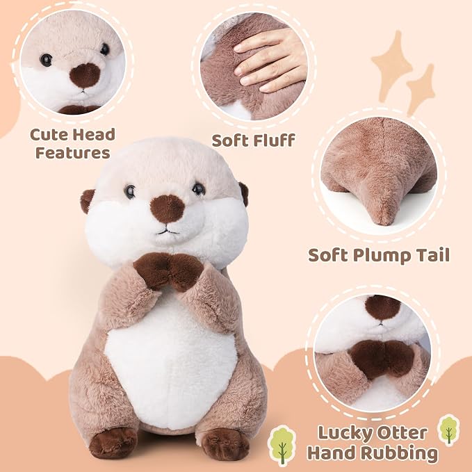 Riuhot Cute Otter Stuffed Animals Soft Sea Otter Plushie Toy 15.7" Christmas Birthday Party Plush Gift for Kids Children Girls Boys