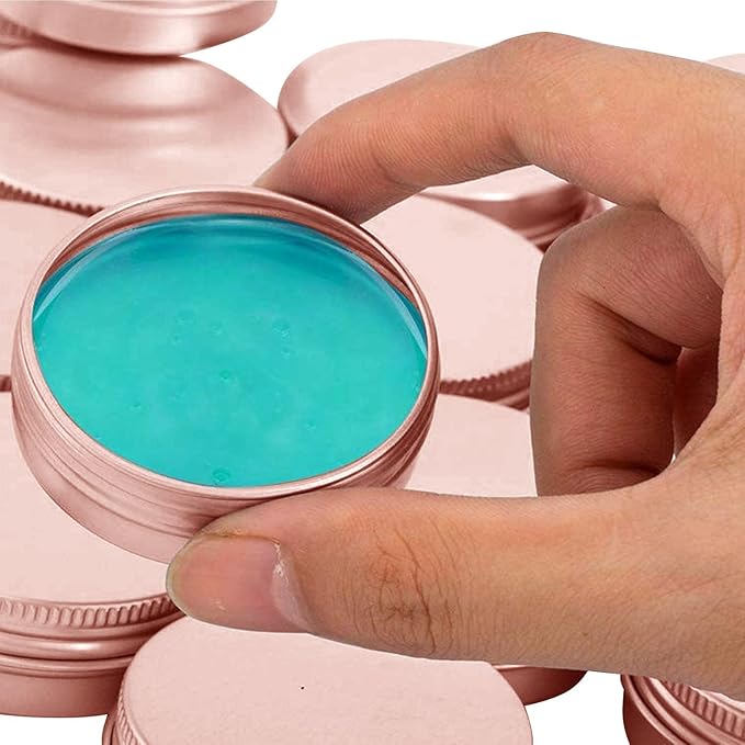 1 Ounce Aluminum Tin Jar with Screw Cap 30mL Tin Cans Refillable Containers for Cosmetic, Lip Balm, Cream, Lotion, Balms, Spices, Salve, Rose Gold 40 Pcs