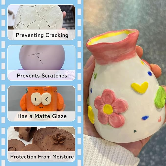 100ml Air Dry Clay Glaze, Air Dry Clay Varnish Can Not Only Used to Prevent Clay Cracking, Scratches, and Wear, Polymer Clay Glaze Can Also Having a Matte Glaze Effect (Matte)