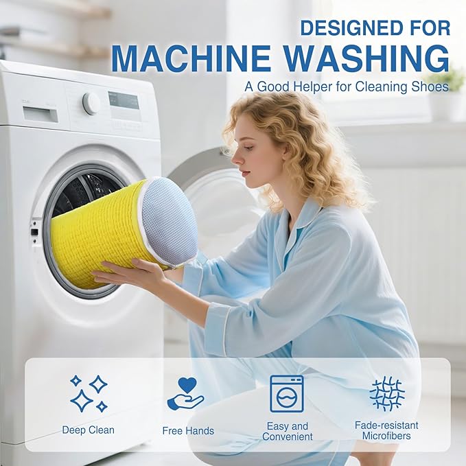Shoe Washing Machine Bag 2PCS, Reusable Durable Zipper Laundry Bag Shoe Washing Bag for Washer and Dryer, Sneaker Tennis Cleaning Bags, Yellow