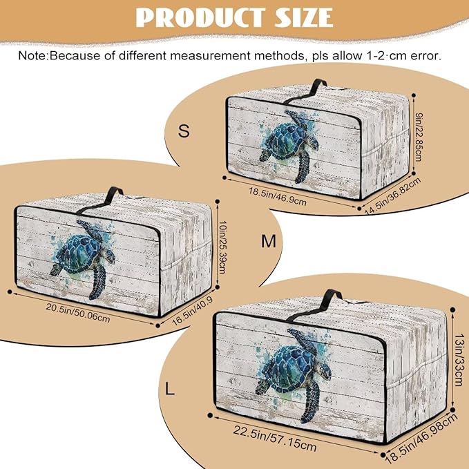 Air Fryer Toaster Oven Cover with Side Pockets, Protective Electrical Appliance Cover Kitchen Countertop Accessories and Decor, M, Watercolor Sea Turtle Wood Grain