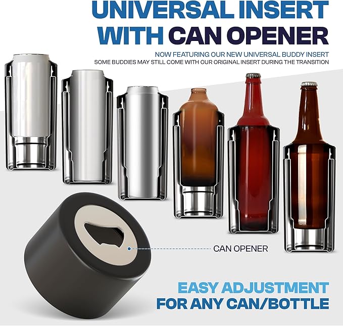 Frost Buddy Universal Can Cooler - Fits all - Stainless Steel Can Cooler for 12 oz & 16 oz Regular or Slim Cans & Bottles - Stainless Steel (RealTree APX)