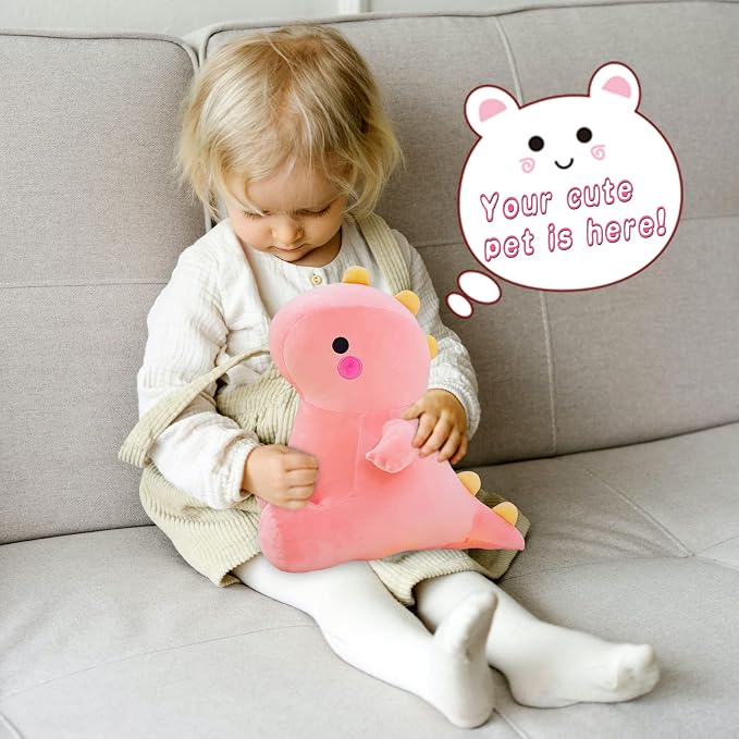 DUANMUL Cute Dinosaur Plush Toys, Fat Dinosaur Stuffed Animals Toys Dolls, Dinosaur Plush Toy Soft Stuffed Animal Dino Plushies Doll Cute Birthday Gifts for Kids Girls Boys (Pink,19in)