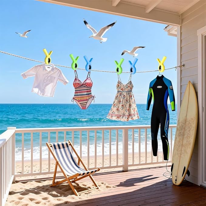 Beach Towel Clips for Beach Chairs,10 Pcs  Towel Holder for Beach Chair Pool Chair on  Cruise, Jumbo Size Heavy Duty Clothes Pins  Beach Chair Clips to Beach Accessories Must  Haves, 5 Colors (10)