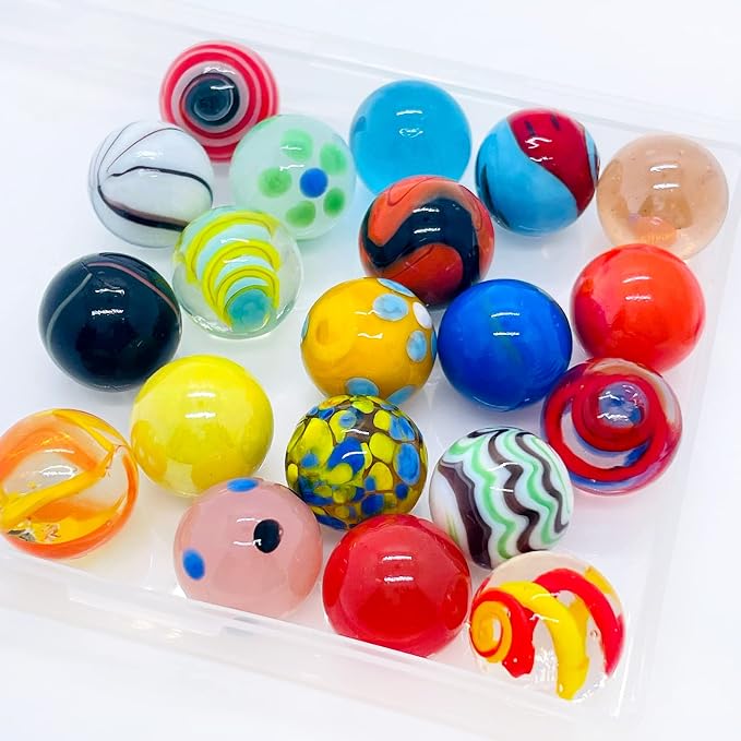 20 Vintage Marbles Bulk for Kids Ages 4-8-12 Hobbyist for Marble Run Track Game Small Marbles Game Toy (16mm) (20pcs)