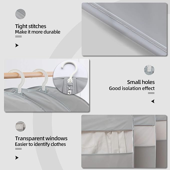 Dress Bags for Gowns Long, 65'' Long Dress Clear Garment Bag(Set of 4, 23.3'' X 65'')