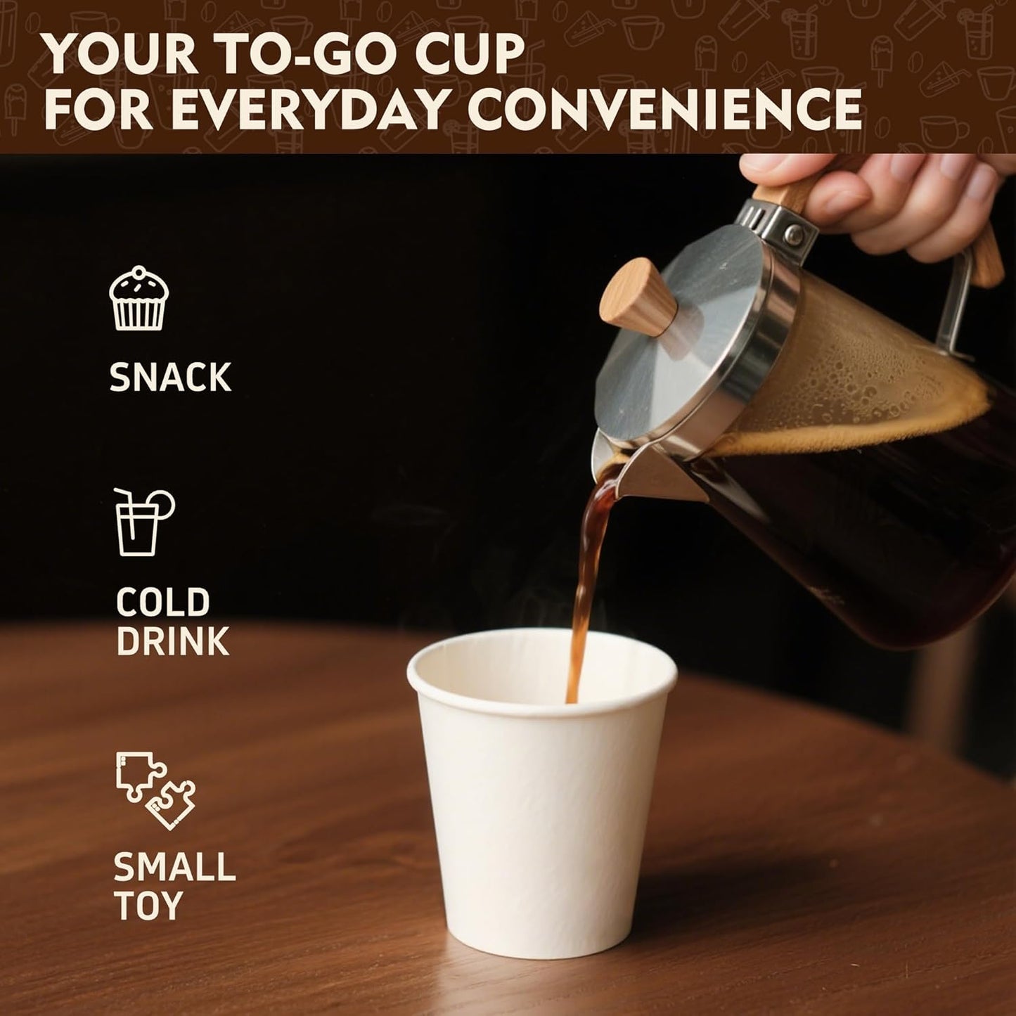 YEEHAW 8 oz 1000 Pack Disposable Paper Coffee Cups, White Hot Cups for Hot Coffee, Hot Liquid, Ideal for Cafes, Bistros, Businesses and Family