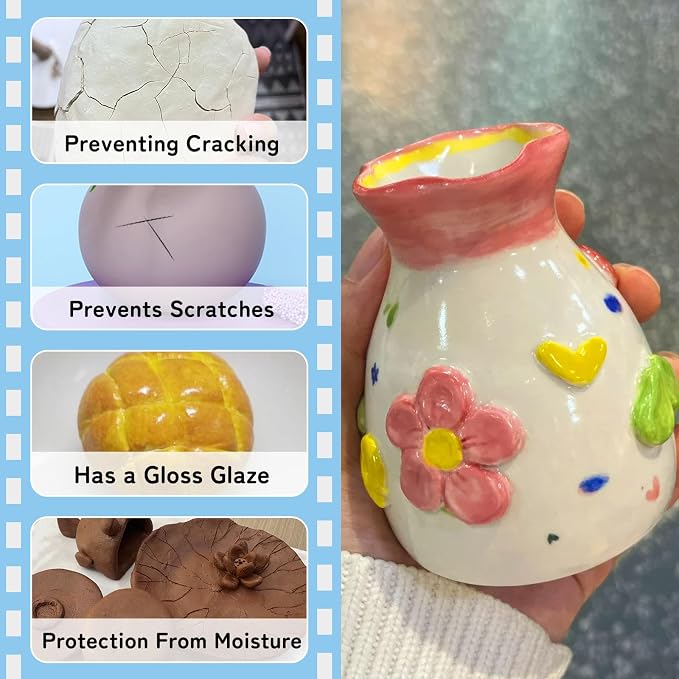 100ml Air Dry Clay Glaze, Air Dry Clay Varnish Can Not Only Used to Prevent Clay Cracking, Scratches, and Wear, It Can Also Having a Gloss Glaze Effect (Gloss)