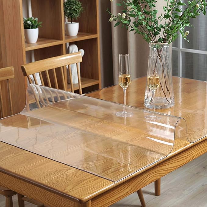 40x66 Inch Table Protector Clear for Dining Room Coffee Work Computer Laptop Table Cover Mat Protector PVC Plastic Tablecloths Rug Floor Protection Easy Clean Wipeable Non-Slip Liner Protective Vinyl