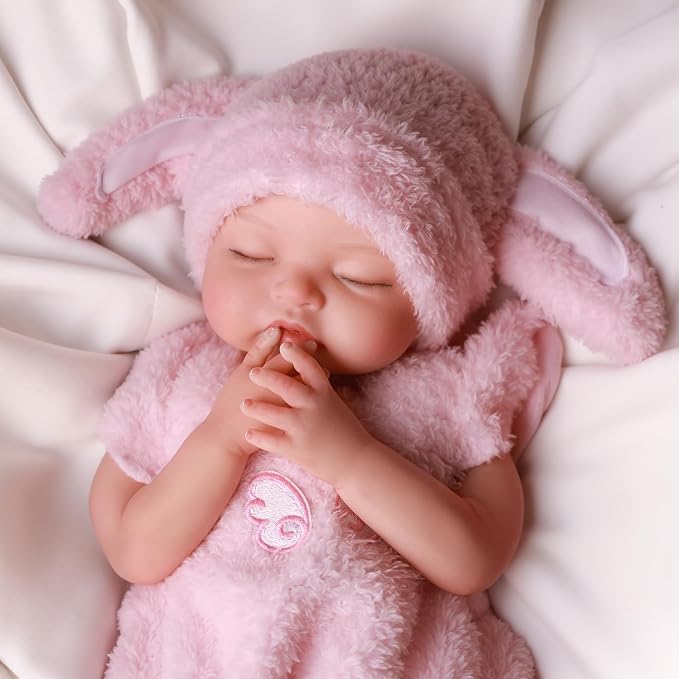 BABESIDE Silicone Baby Doll - 16 Inch (Weight 4 Lb) Reborn Baby Dolls Silicone Full Body Platinum Silicone Weighted Realistic Sleeping Newborn Lifelike Preemie Doll Gift Collectors & Kids Age 3+