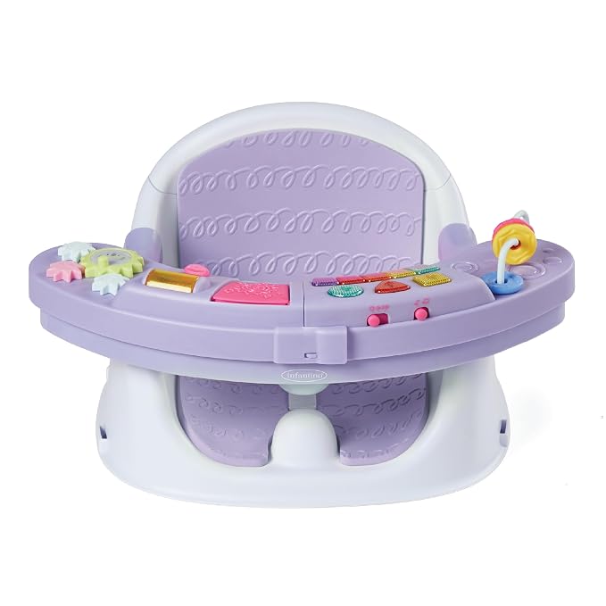 Infantino Music & Lights 3-in-1 Discovery Seat & Booster, Interactive Toddler Seat for Dining Table or Kitchen Chair, Baby Activity Center & Snack Tray, 20 Sounds & Songs, Lightweight Baby Essentials
