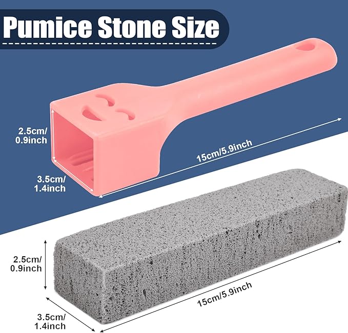 Navona 34 Pack Pumice Stone Scouring Sticks with 3 Universal Handles, Grey Pumice Stone for Cleaning Toilets, Bathrooms