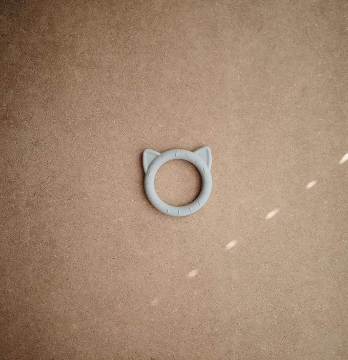 mushie Silicone Baby Teether Toy | Cat (Stone)