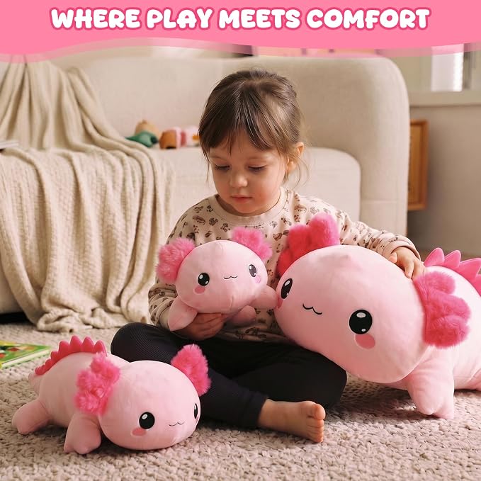 TOYSYM Weighted Stuffed Animals, 3.74 lbs Axolotl Stuffed Animal with Weighted Beads, Cute Plush Toy Pillow Gifts for Adults Kids Boys Girls