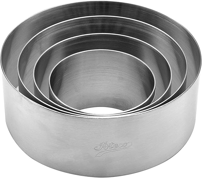 Ateco Round Cake Ring Dessert Mold, 1.75" High x 3.125" Diameter, Stainless Steel