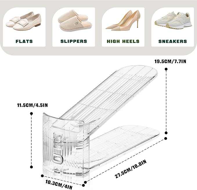 Shoe Slots Organizer for Closet,24 Pack Shoe Stacker Shoe Rack Organizer for Closet Space Saver Storage Shoe Holder Organization(Transparent)