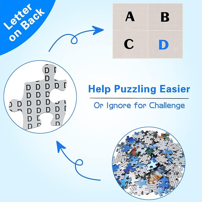 Puzzles for Adults 1000 Pieces Jigsaw, Pencils Letter on Back Fit Well Dust-Free Unique Shape Full Size Poster 27.5"x19.6"