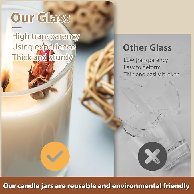 Thick Candle Jars for Making Candles 12 Pcs, 7 OZ Empty Jars with Wood Lids for Candle Making, Sample Container, Frosted Pink