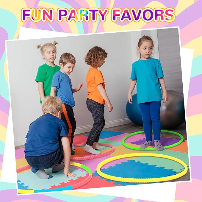 Sratte 12 Pcs Toy Hoop for Kid Detachable Adjustable Toy Hoop Colored Hoop Exercise Ring Plastic Circle for Kid Teen Gymnastics Dog Agility Equipment, Require Self Assembly(Fresh Color, 24 Inch)