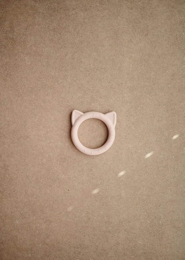 mushie Silicone Baby Teether Toy | Cat (Blush)