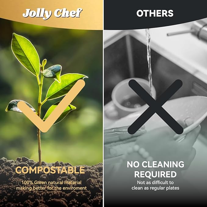 JOLLY CHEF Compostable Disposable Paper Bowl [16 oz] Heavy Duty Soup Containers [500 Pack] Biodegradable Bagasse Hot Cold Food Eco-Friendly Sugarcane Microwavable Bowls for Salad Milk Thanksgiving Day