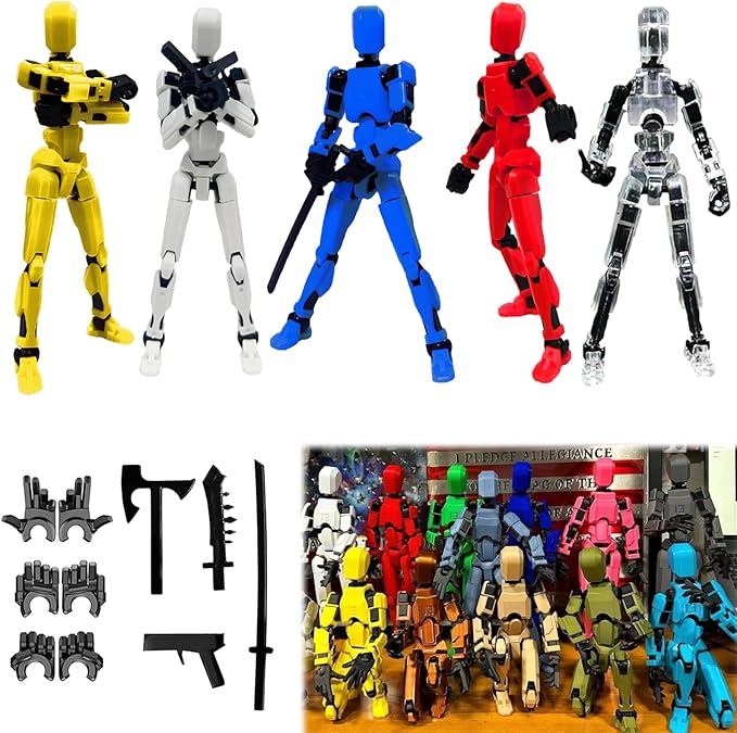 DANONI Titan13 Action Figure, Lucky Robot 13 Action Figures, 3D Printed Multi-Jointed Movable Action Figure, Dummy Robot 13 Figures Toy for Desktop Decorations Game Gifts (5pcs)