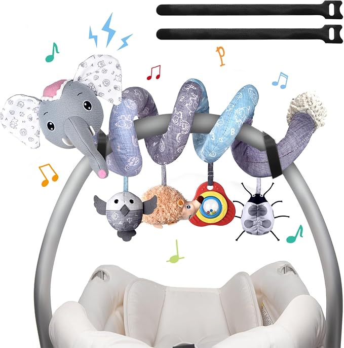 MONSTIME Musical Car Seat Toys Newborn Toys, Stroller Toys Baby Toys 0-6 Months Infant Toys, Baby Toys for Carseat Stroller Crib with Rattles Teether, Baby Toys for 0 3 6 9 12 Boys Girls Enfants