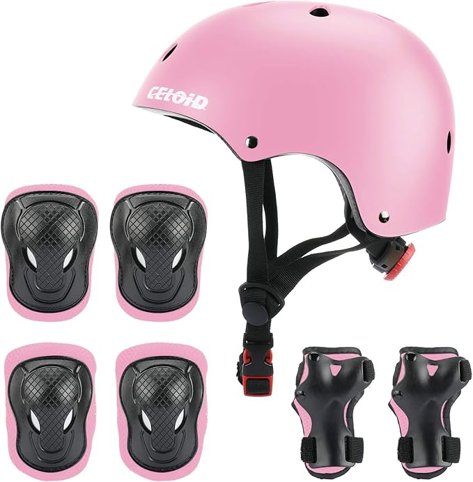 Kids Bike Skateboard Helmet Pad Set,Toddler Cyling Protective Gear Knee & Elbow Pads Wrist Guards for 5-8-10-12-14-16 Years Girls Boys Bicycle Scooter Roller Skate Inline Skating Rollerblading