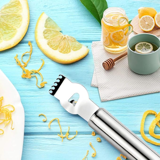 Stainless Steel Lemon Zester Grater, Lemon zester tool,citrus zester tool for Orange Citrus Peeler with Channel Knife