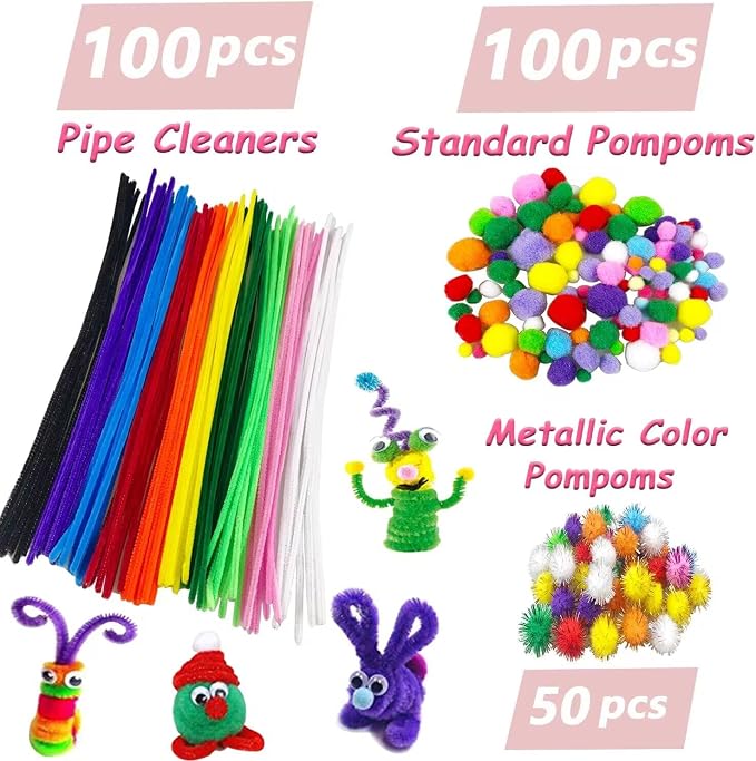 3000Pcs Arts and Crafts Supplies for Kids Crafts for Girls 8-12 Craft Kit with Pipe Cleaners Beads Crafts for Kids DIY School Supplies Set Crafting Box for Girls Boys Age 4-6, 6-8, 8-12 years Gifts
