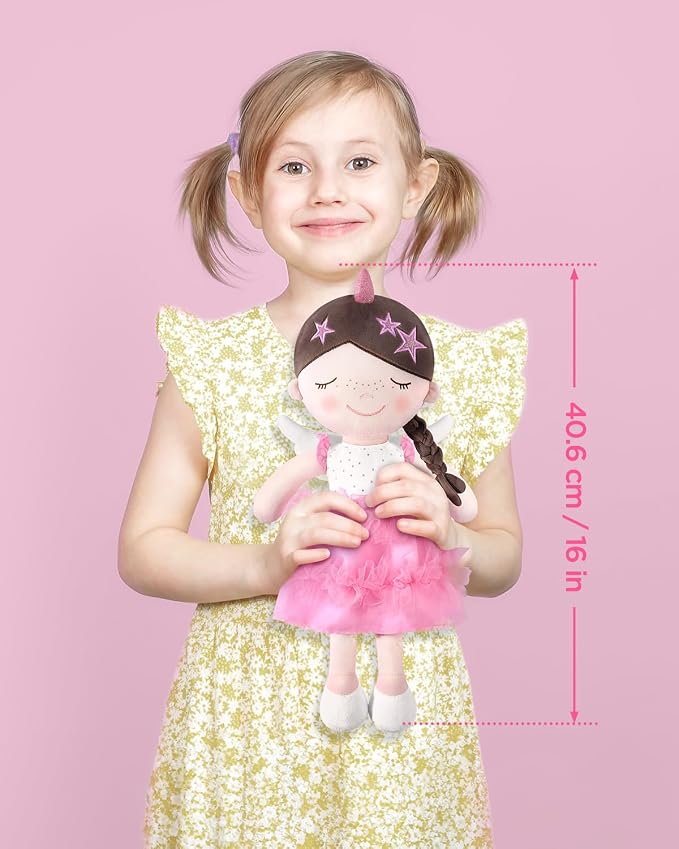 GAGAKU Soft Baby Doll Toys (16'') for Girls, My First Baby Rag Dolls for 1 Year Old Girl Birthday Gift Plush Doll Toys Machine Washable Baby Doll for Toddler Kids Infants - Star Princess