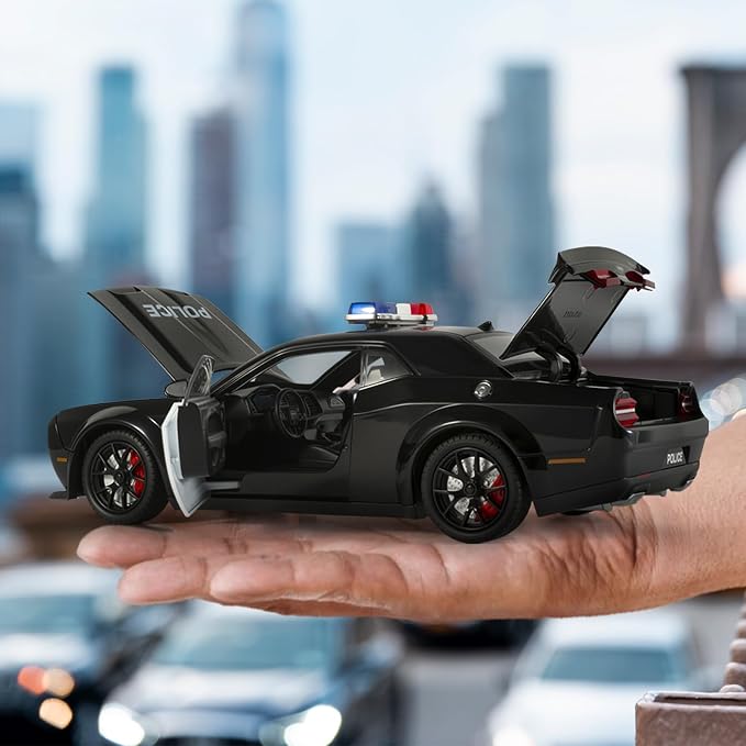 Police Cars for Kids Ages 3-5,1/24 Diecast Cars Hellcat Toy Car Collectibles Model Kit with Pull Back,Hell Cat Toy Police Car with Lights and Siren for Kids 3+ Year Olds