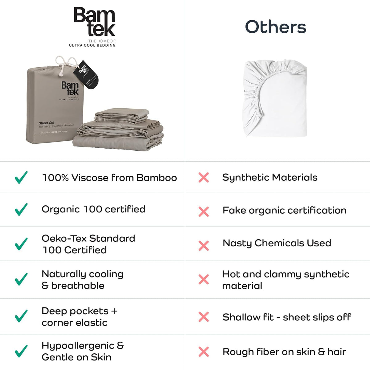 100% Viscose from Bamboo Sheets California King Size, Super Soft Bedding Set, 4PC Cooling Sheets for Hot Sleepers, Vegan Silk Moisture Wicking, Organically Grown Bedsheet, Sand - 72" x 84"