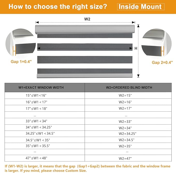 Persilux Cordless Zebra Blinds for Windows (46" W X 64" H, Grey) Free-Stop Windows Shades Dual Layer Light Control for Day and Night, Light Filtering Sheer Shades for Home, Easy to Install