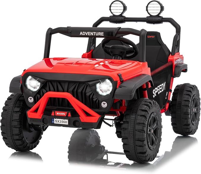 Garvee 24V Kids Electric Ride On Car with 4 x 45W Powerful Motors, Parent Remote Control & Manual Driving, Safety Speed 3-5 MPH, MP3 Player, Smooth Start, for Ages 3-8, Red