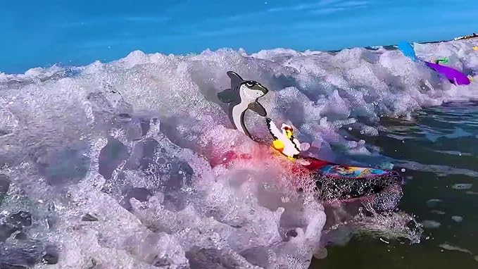 Surfer Dudes Legends & Surfer Pets Wave Powered Mini-Surfer, Pet and Surfboard Beach Toy - Cocoa Moe and Cruncher
