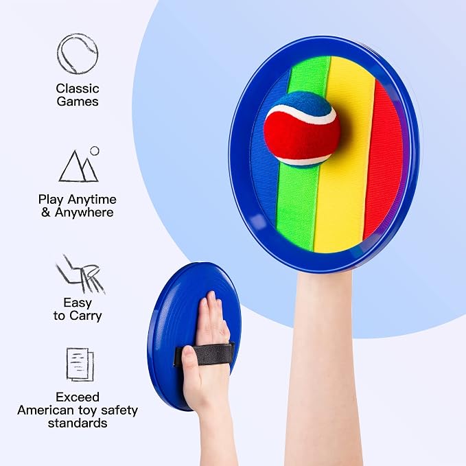 Upgraded Toss and Catch Ball Game Set, Outdoor Games for Kids Toys, Stocking Stuffers for Family Games, Beach Pool Yard Christmas Toys Birthday Gifts for Boys Girls 3 4 5 6 7 8-12 Year Old
