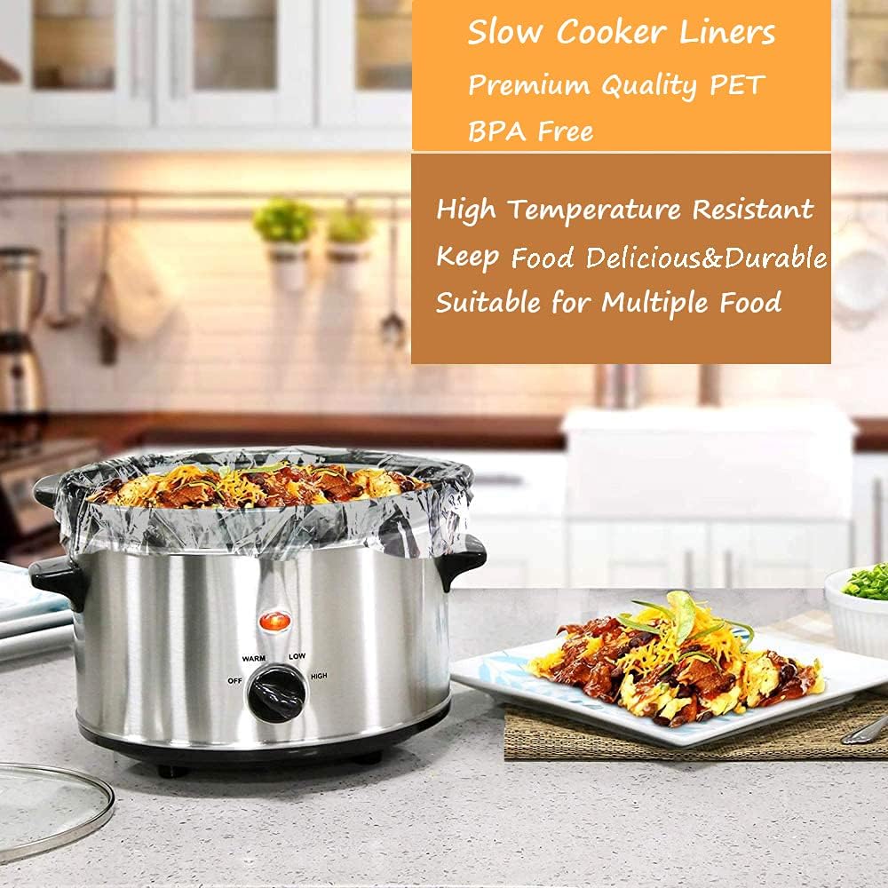 32 Bags Slow Cooker Liners, Disposable Multi Use Cooking Bags,Large Size Fit 3QT to 8QT, Plastic Bags for Slow Cooker, Pans, Aluminum Cooking Trays, BPA Free-13 x 21 Inches