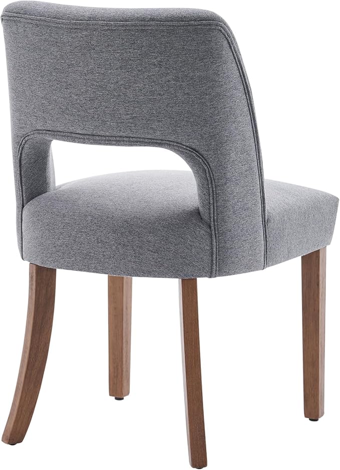 VKNOW Wooden Dining Chairs Set of 6, Modern Fabric Upholstered Dining Room Chair Kitchen Chairs, Farmhouse Dinner Chair for Kitchen Dining Room, Fabric Grey