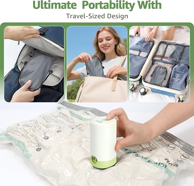 Vacuum Bags for Travel with Rechargeable air Pump, 9 Packs of 3 Sizes Vacuum Seal Bags for Clothing (9 Combo Set)