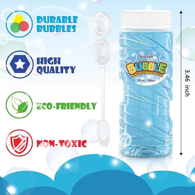 Inscraft 30 PCS Bubble Bottles with Wands Assortment for Kids, 2oz Bubbles Solution Each, Outdoor & Indoor Summer Toy, Weddings, Party Favors, Birthday, Refill for Bubbles Machine Blower